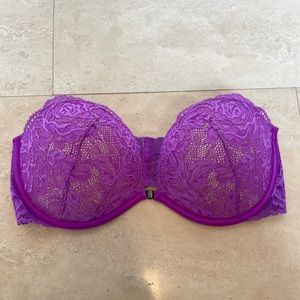 Victoria Secret purple lace strapless padded bra